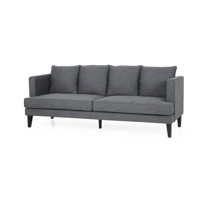 Grey 86'' Polyester 3-Seat Sofa with Tufted Back, Solid Wood Legs, and Pocket Spring Support - Modern Comfort