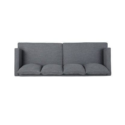 Grey 86'' Polyester Fabric 3-Seater Sofa with Solid Wood Legs, Tufted Back, and Pocket Spring Seating