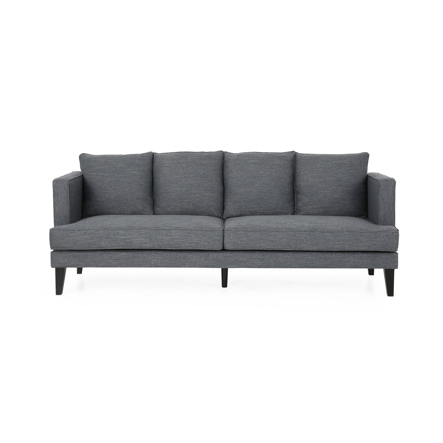 Grey 86'' Polyester Fabric 3-Seater Sofa with Solid Wood Legs, Tufted Back, and Pocket Spring Seating