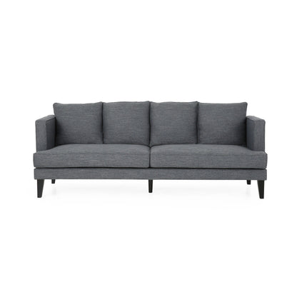 Grey 86'' Polyester Fabric 3-Seater Sofa with Solid Wood Legs, Tufted Back, and Pocket Spring Seating