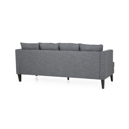 Grey 86'' Polyester Fabric 3-Seater Sofa with Tufted Back and Pocket Spring Seating
