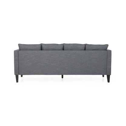 Grey 86'' Polyester Fabric 3-Seater Sofa with Tufted Back and Pocket Spring Seating