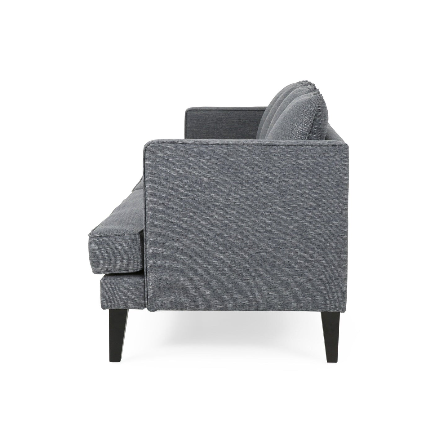 Grey 86'' Polyester Sofa with Wooden Legs, Tufted Back, and Comfortable Pocket Spring Seats
