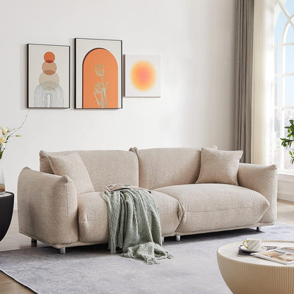 Grey 87 Oversized Loveseat Couch with Metal Frame, 2 Pillows, and Durable Upholstery