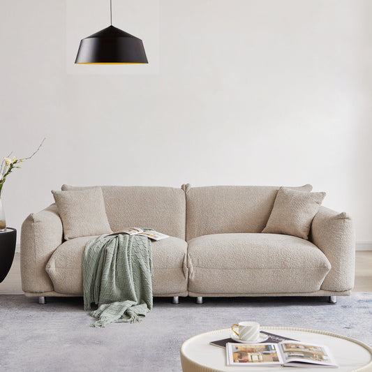 Grey 87 Oversized Loveseat Couch with Metal Frame, 2 Pillows, and Durable Upholstery