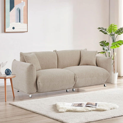 Grey 87 Oversized Loveseat Couch with Metal Frame, 2 Pillows, and Durable Upholstery