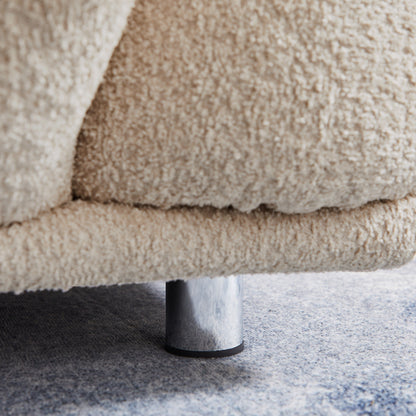 Grey 87'' Modern Lamb Wool 3-Seater Sofa with Metal Legs