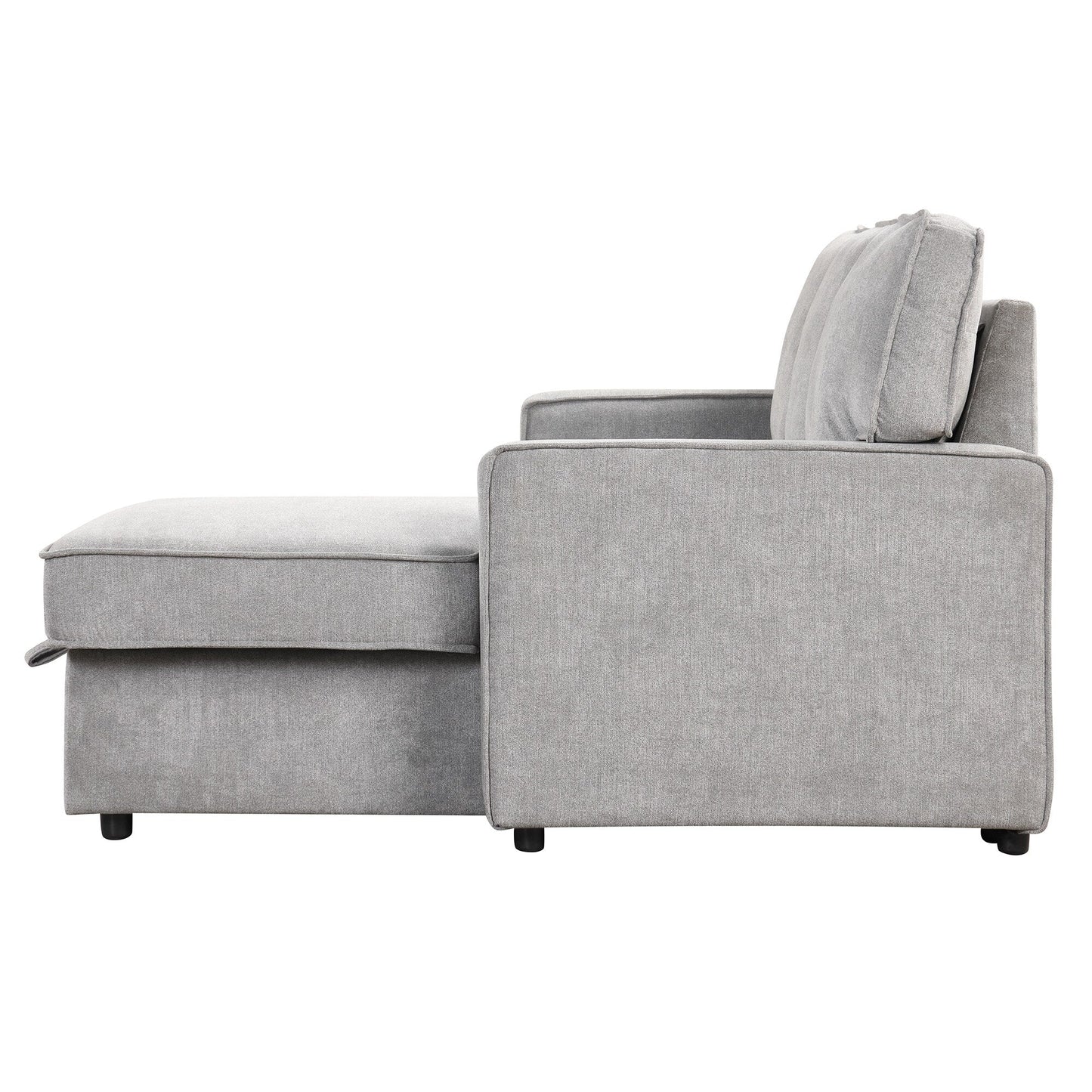 Grey 89'' Polyester 3-Seater Sleeper Sofa with Pull-Out Bed, USB Port, Storage Ottoman, and Built-In Cup Holders