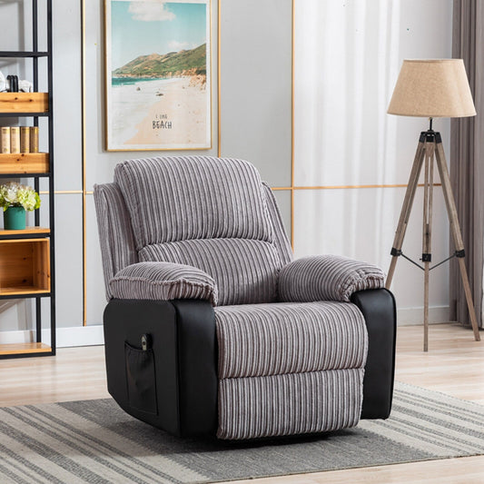 Grey Adjustable Fabric Recliner with Remote Control