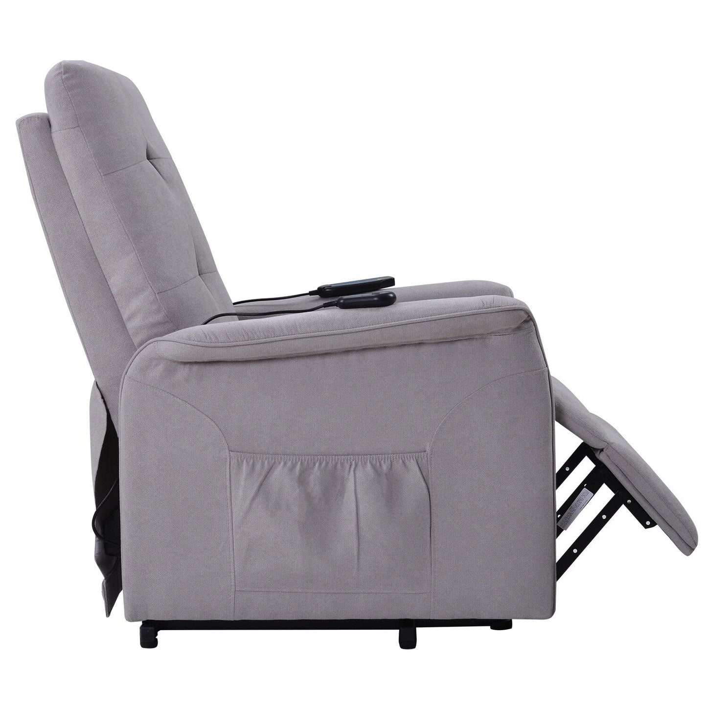 Grey Adjustable Power Lift Recliner with Massage, Overstuffed Cushion, and Remote for Seniors