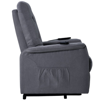 Grey Adjustable Power Lift Recliner with Massage, Overstuffed Cushion, and Remote for Seniors