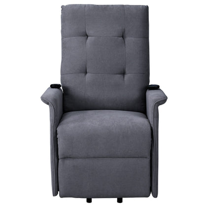 Grey Adjustable Power Lift Recliner with Massage, Overstuffed Cushion, and Remote for Seniors