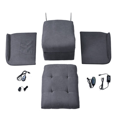 Grey Adjustable Power Lift Recliner with Massage, Overstuffed Cushion, and Remote for Seniors