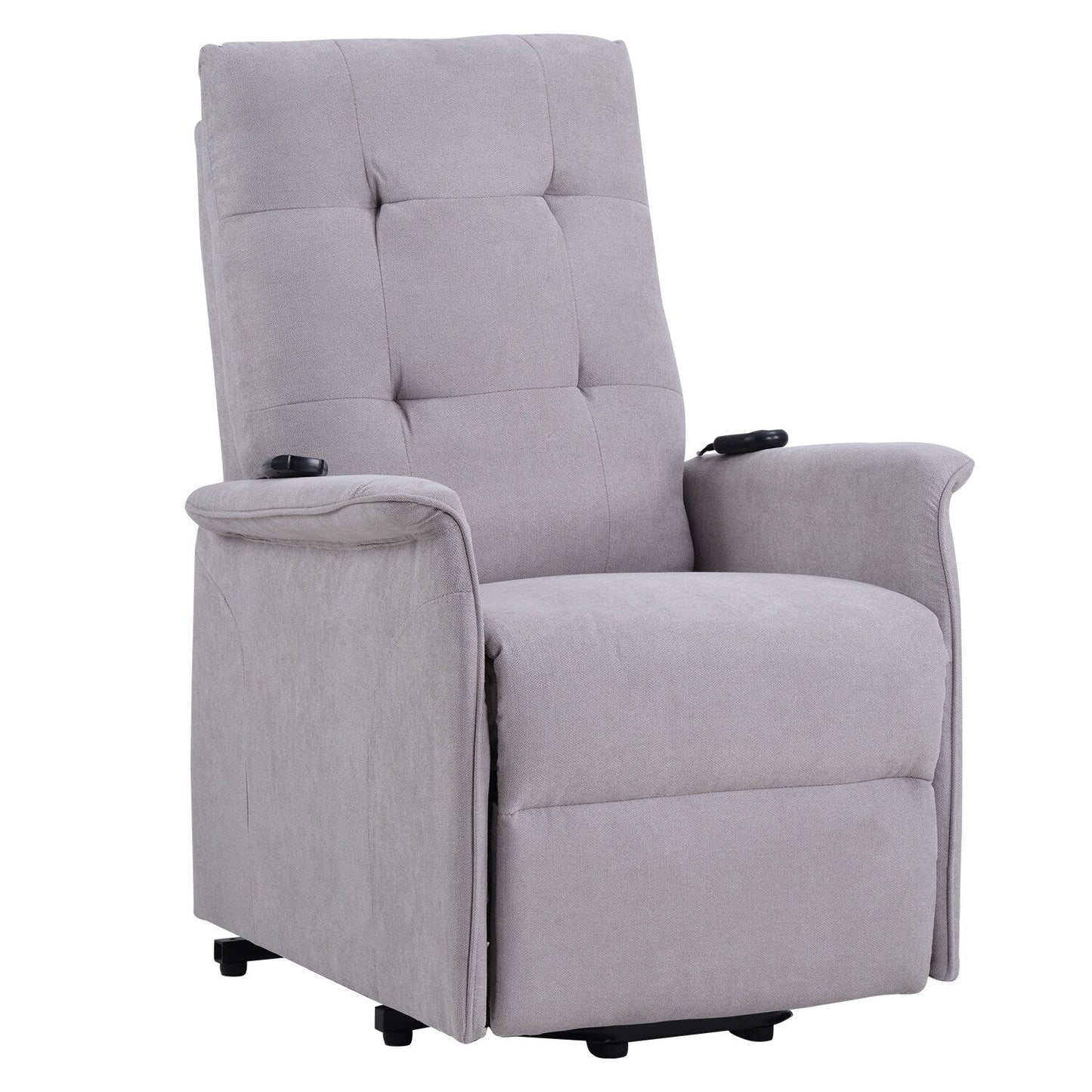 Grey Adjustable Power Lift Recliner with Massage, Overstuffed Cushion, and Remote for Seniors