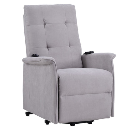 Grey Adjustable Power Lift Recliner with Massage, Overstuffed Cushion, and Remote for Seniors