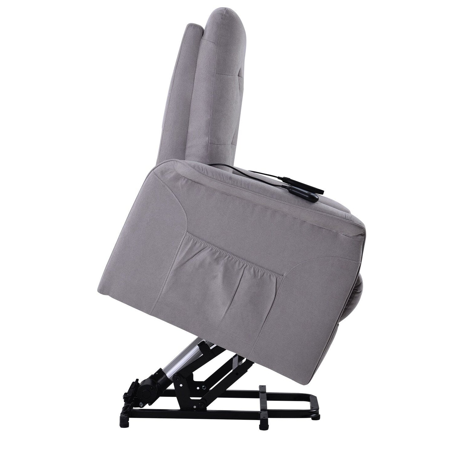 Grey Adjustable Power Lift Recliner with Massage, Overstuffed Cushion, and Remote for Seniors