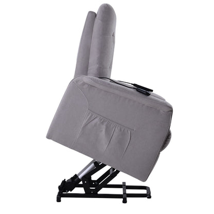 Grey Adjustable Power Lift Recliner with Massage, Overstuffed Cushion, and Remote for Seniors