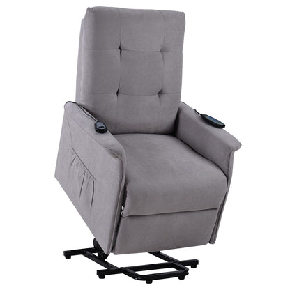 Grey Adjustable Power Lift Recliner with Massage, Overstuffed Cushion, and Remote for Seniors
