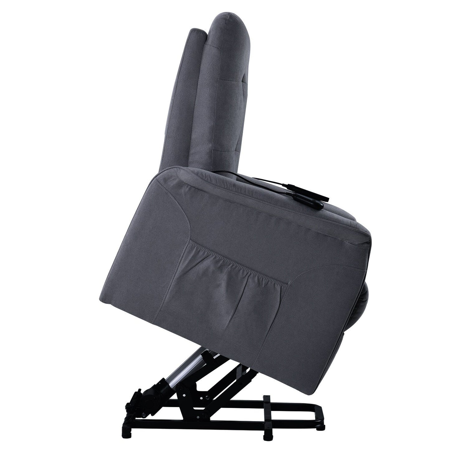 Grey Adjustable Power Lift Recliner with Massage, Overstuffed Cushion, and Remote for Seniors