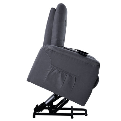 Grey Adjustable Power Lift Recliner with Massage, Overstuffed Cushion, and Remote for Seniors