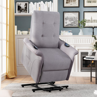 Grey Adjustable Power Lift Recliner with Massage, Overstuffed Cushion, and Remote for Seniors
