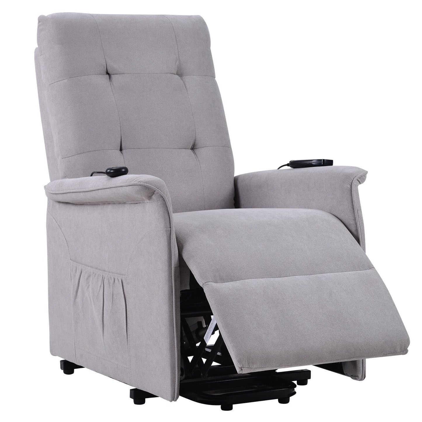 Grey Adjustable Power Lift Recliner with Massage, Overstuffed Cushion, and Remote for Seniors