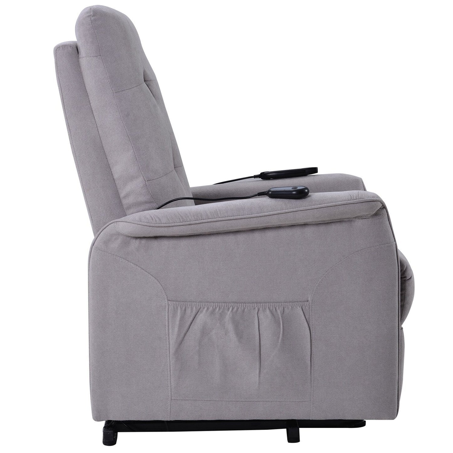 Grey Adjustable Power Lift Recliner with Massage, Overstuffed Cushion, and Remote for Seniors