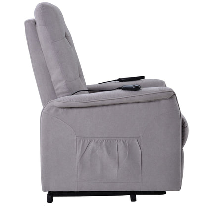 Grey Adjustable Power Lift Recliner with Massage, Overstuffed Cushion, and Remote for Seniors