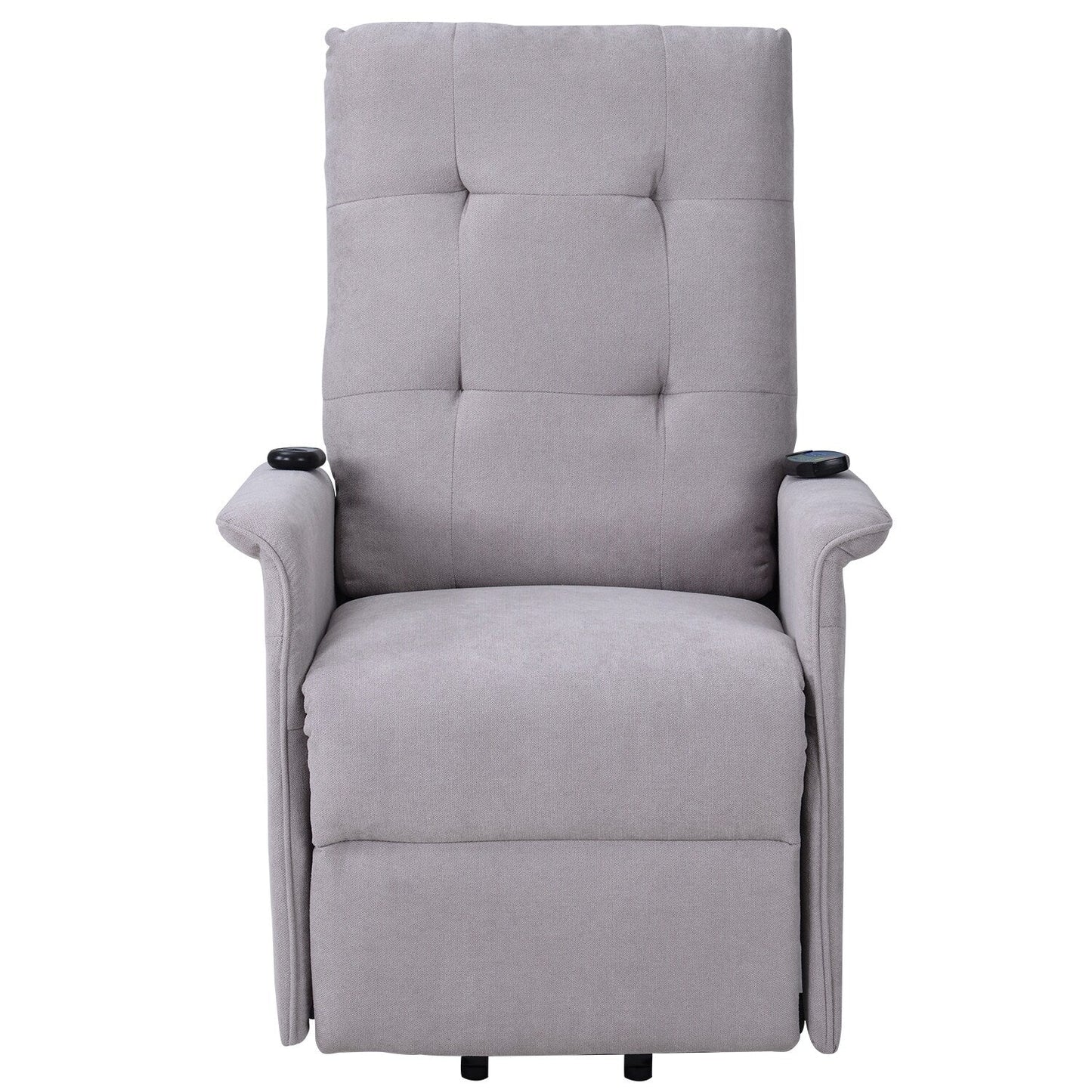 Grey Adjustable Power Lift Recliner with Massage, Overstuffed Cushion, and Remote for Seniors