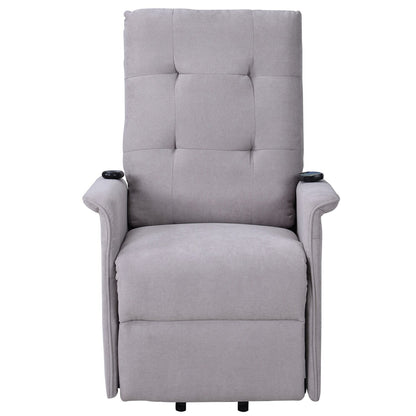 Grey Adjustable Power Lift Recliner with Massage, Overstuffed Cushion, and Remote for Seniors