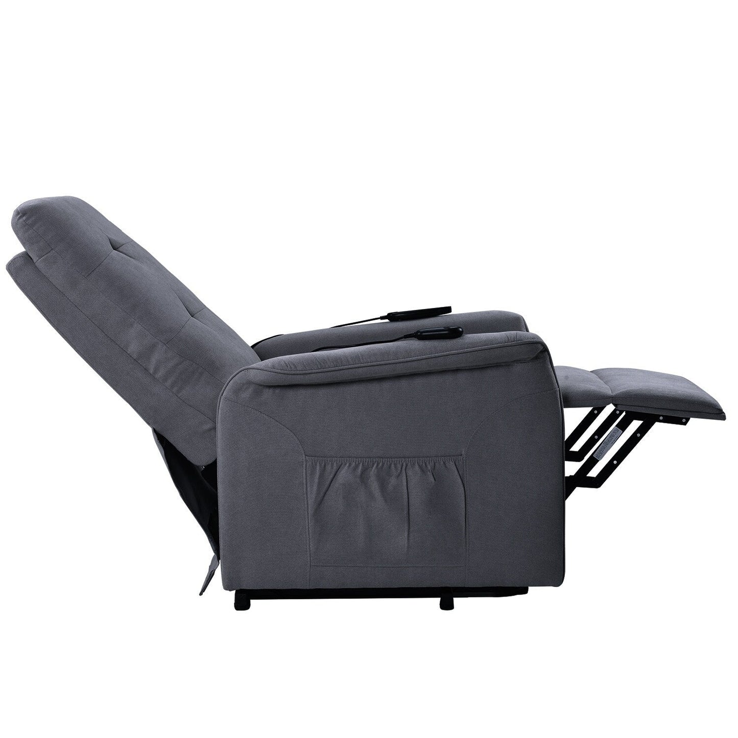 Grey Adjustable Power Lift Recliner with Massage, Overstuffed Cushion, and Remote for Seniors
