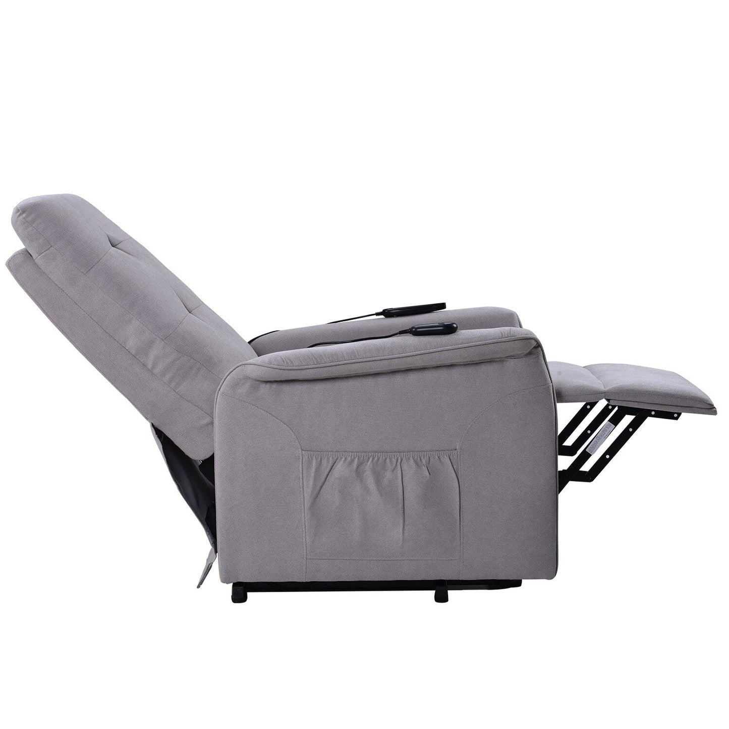 Grey Adjustable Power Lift Recliner with Massage, Overstuffed Cushion, and Remote for Seniors