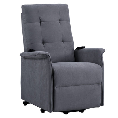 Grey Adjustable Power Lift Recliner with Massage, Overstuffed Cushion, and Remote for Seniors