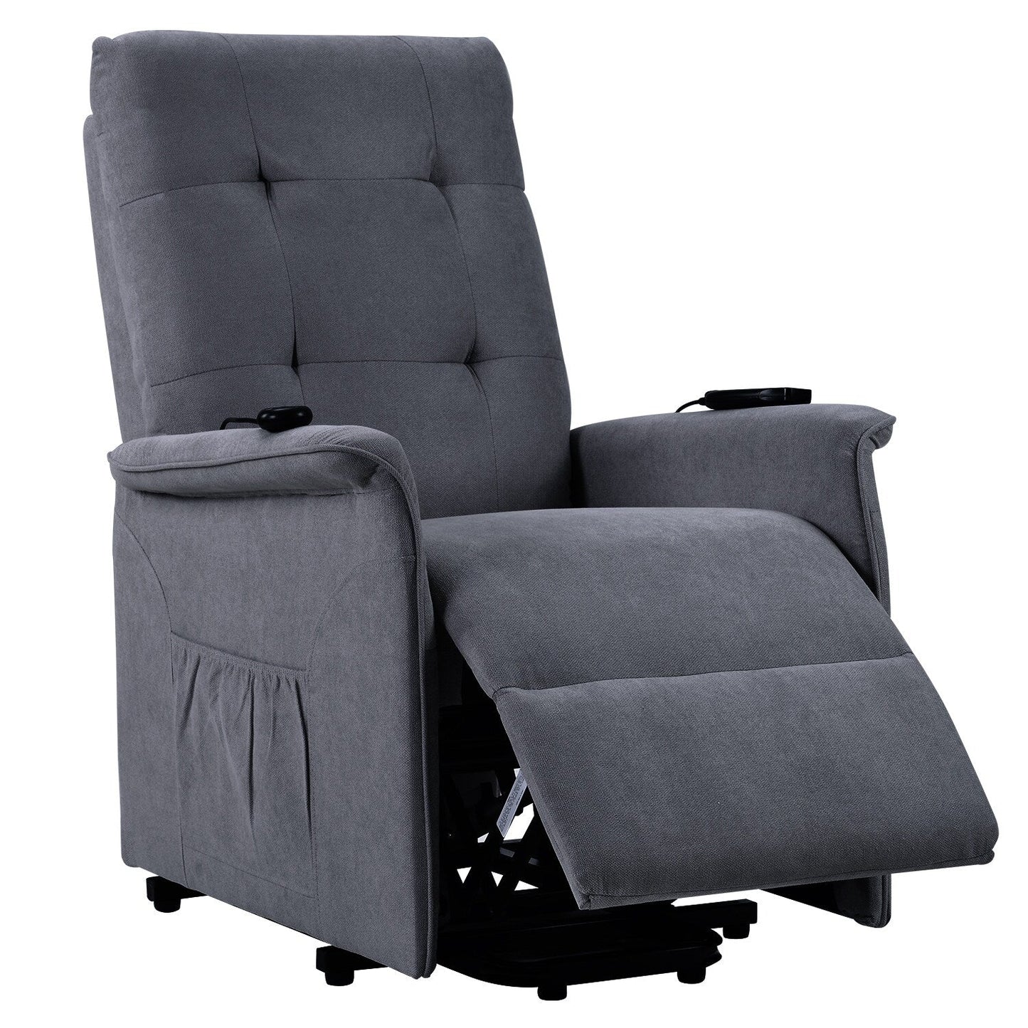 Grey Adjustable Power Lift Recliner with Massage, Overstuffed Cushion, and Remote for Seniors