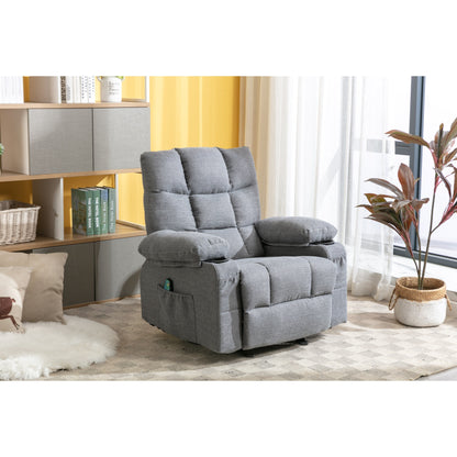 Grey Adjustable Recliner with Massage, Heating, USB, and Cup Holders