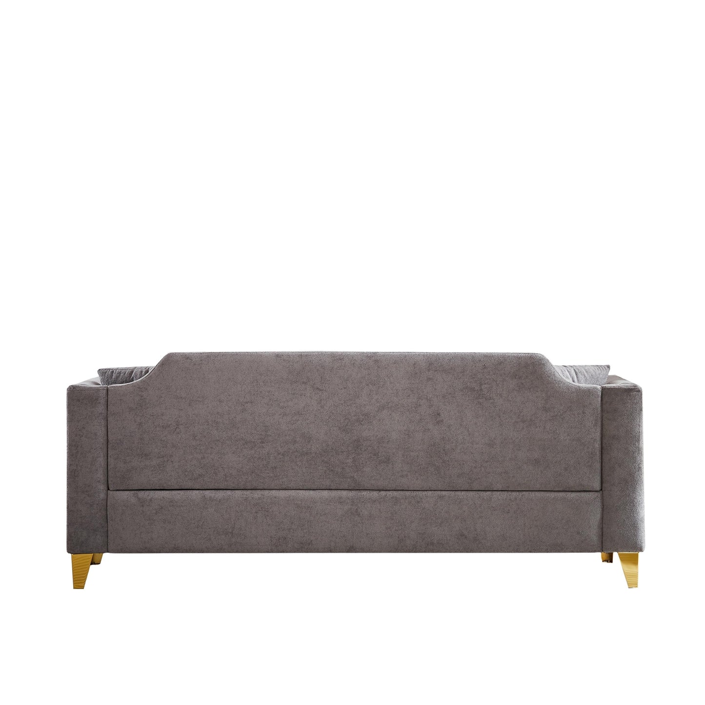 Grey Chenille 3-seater Tufted Sofa with Copper Nail Decoration