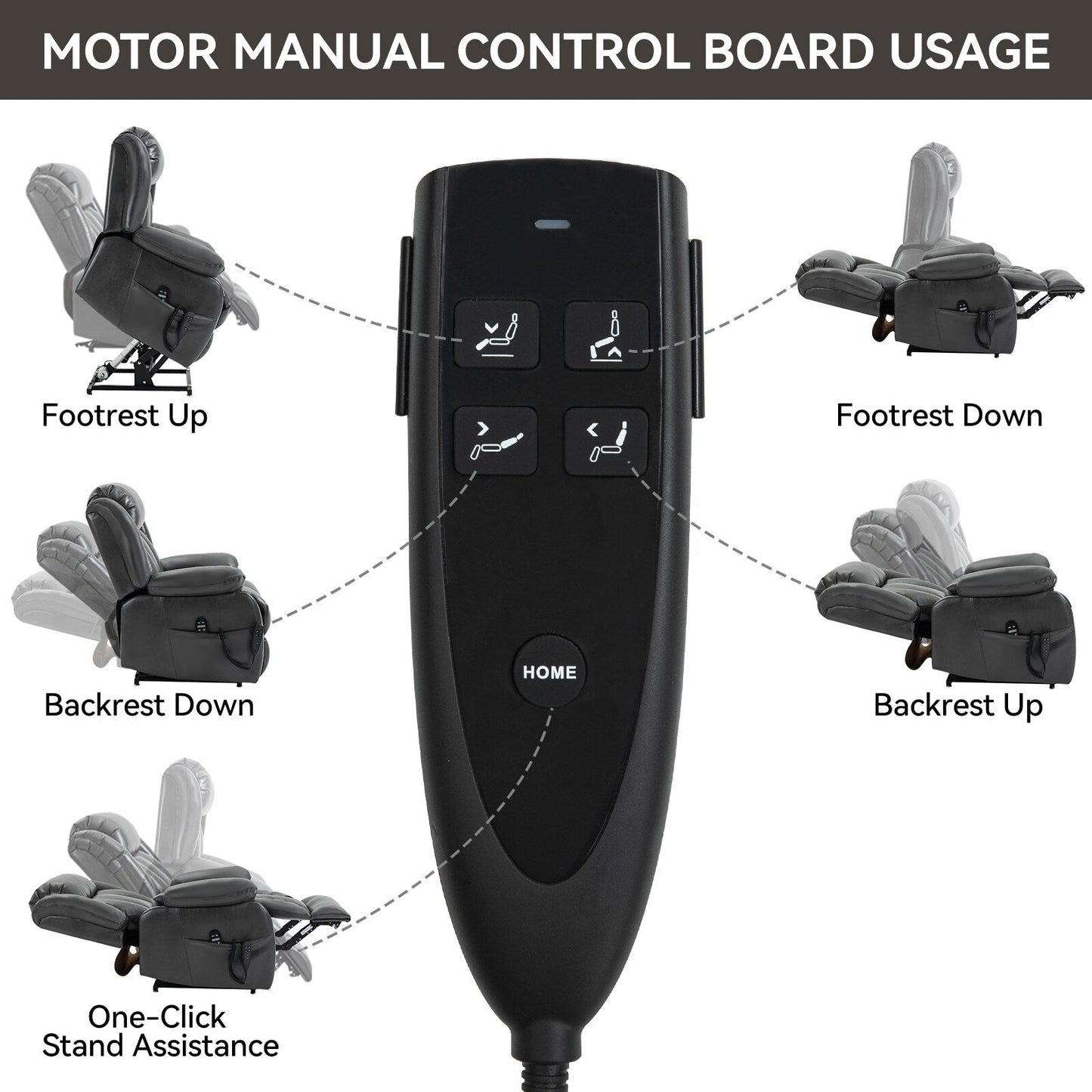 Grey Dual Motor Power Lift Recliner with 180° Recline, 8-Point Vibration Massage, Lumbar Heating, and 350 lb Capacity