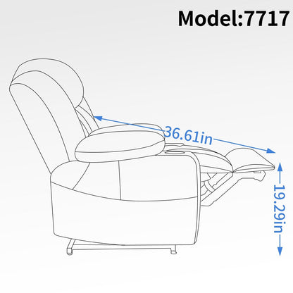 Grey Dual Motor Power Lift Recliner with 8-Point Massage, Lumbar Heating, Stainless Steel Cup Holders, and Storage Pockets