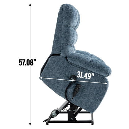 Grey Dual Motor Power Lift Recliner with Massage, Heat, Infinite Reclining, Remote Control, and 350 lbs Capacity