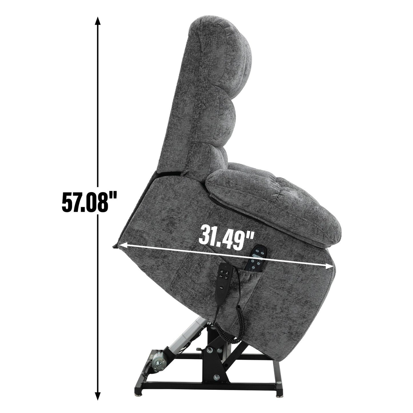 Grey Dual Motor Power Lift Recliner with Massage, Heat, Infinite Reclining, Remote Control, and 350 lbs Capacity