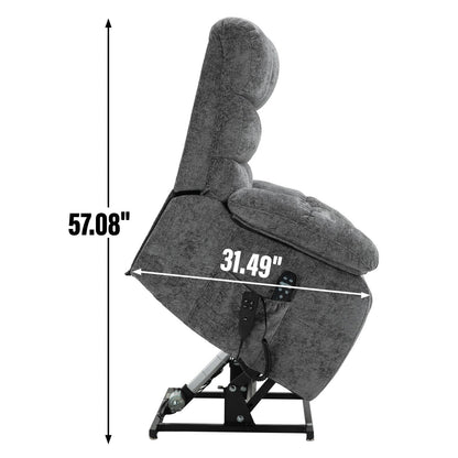 Grey Dual Motor Power Lift Recliner with Massage, Heat, Infinite Reclining, Remote Control, and 350 lbs Capacity