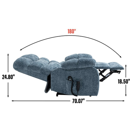 Grey Dual Motor Power Lift Recliner with Massage, Heat, Infinite Reclining, Remote Control, and 350 lbs Capacity