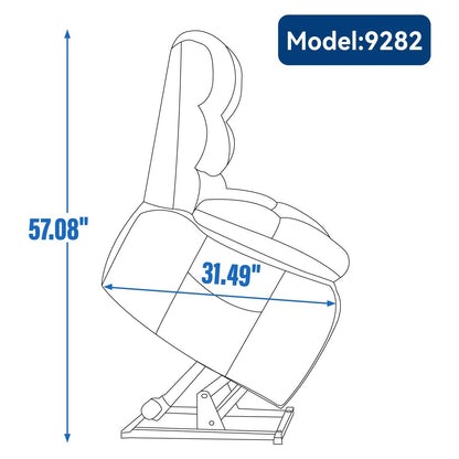 Grey Dual Motor Power Lift Recliner with Massage, Heat, Infinite Reclining, Remote Control, and 350 lbs Capacity