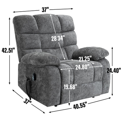 Grey Dual Motor Power Lift Recliner with Massage, Heat, Infinite Reclining, Remote Control, and 350 lbs Capacity