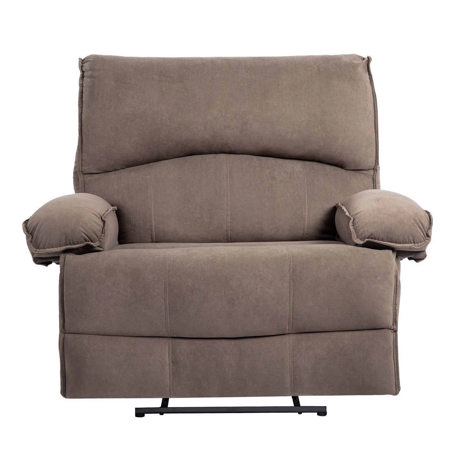 Grey Spacious Push-Back Recliner Sofa Chair with Soft Fleece Upholstery and Heated Massage Pillow for Relaxation