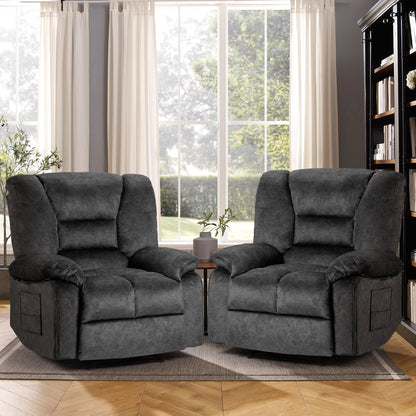Grey Spacious Recliner Sofa with 8-Point Massage, Lumbar Heat, Adjustable Recline, and Heavy-Duty Frame