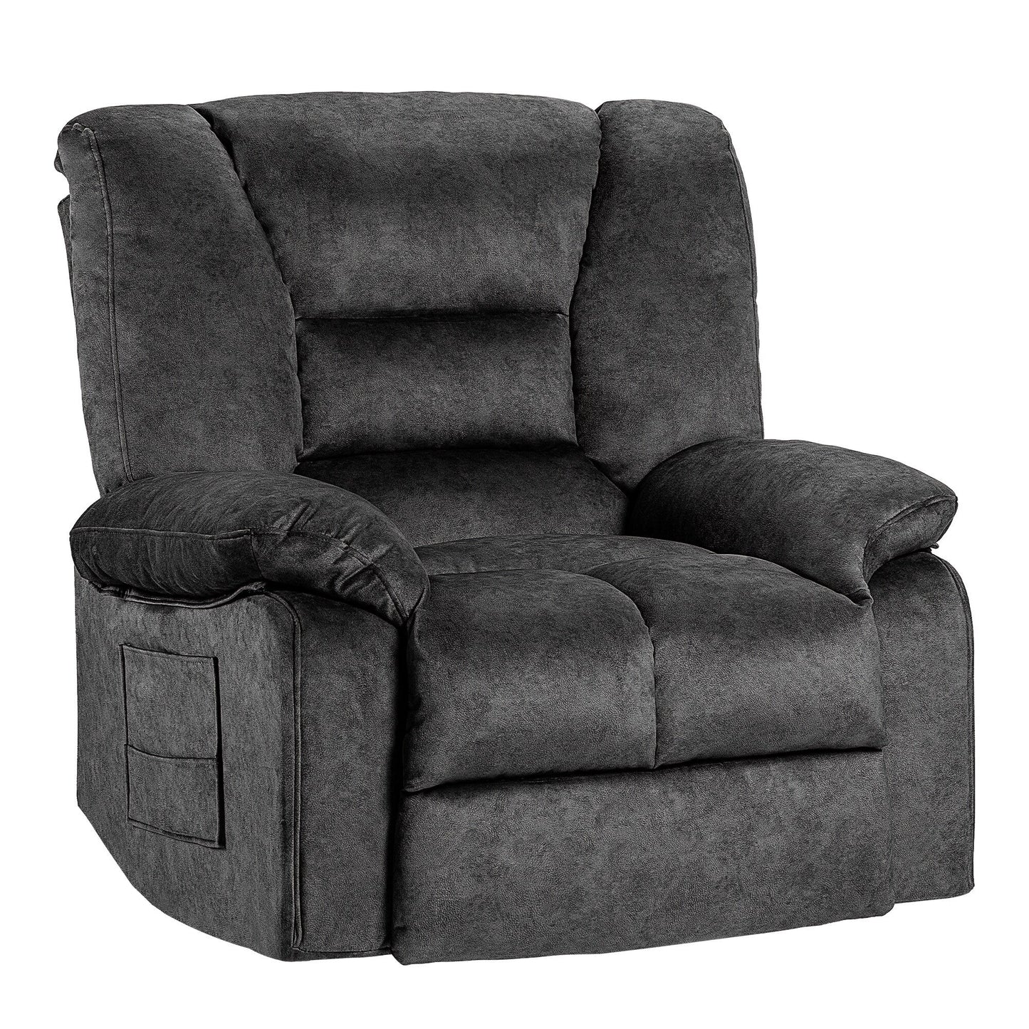 Grey Spacious Recliner Sofa with 8-Point Massage, Lumbar Heat, Adjustable Recline, and Heavy-Duty Frame