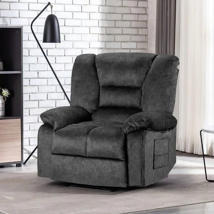 Grey Spacious Recliner Sofa with 8-Point Massage, Lumbar Heat, Adjustable Recline, and Heavy-Duty Frame