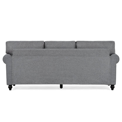 Grey Upholstered 3-seater Sofa with Nailheads