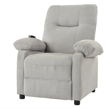 Grey Upholstered Manual Recliner with Massage, Lumbar Heating, Pillow Top Arms, Side Pockets